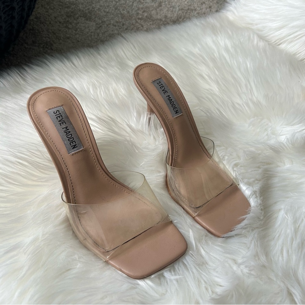 Clear and nude heels